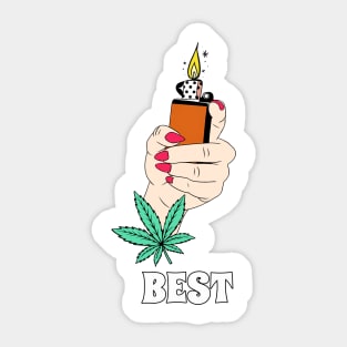 Cannabis Weed Lover BFF Stoner Babe 420 Best Buds Matching Sticker